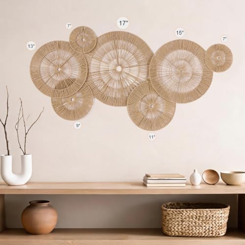 7 Pack Handwoven Boho Baskets Wall Decor (7 Count)