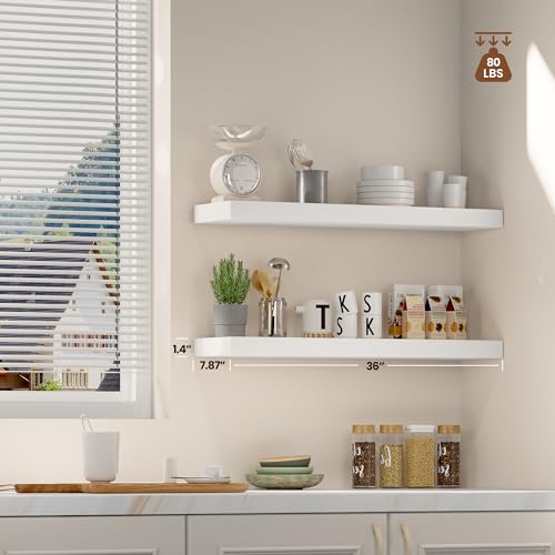 Wooden Floating Shelves for Wall 36” x 8”x 1.4” (2 Count)