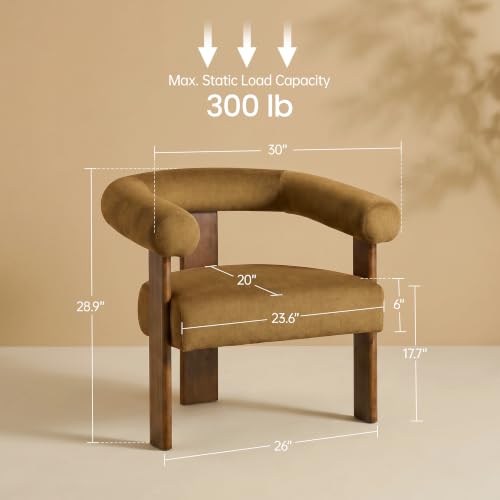 Barrel Accent Chairs Set of 2 with Armrests and Walnut Wood Legs (2 Count)