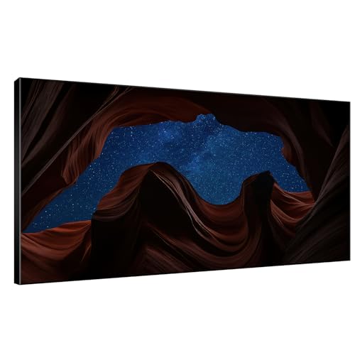 36"x72" Extra Large Framed Wall Art Starry Night Sky Through Antelope Canyon Rock Arch for Home Living Room Bedroom Decor