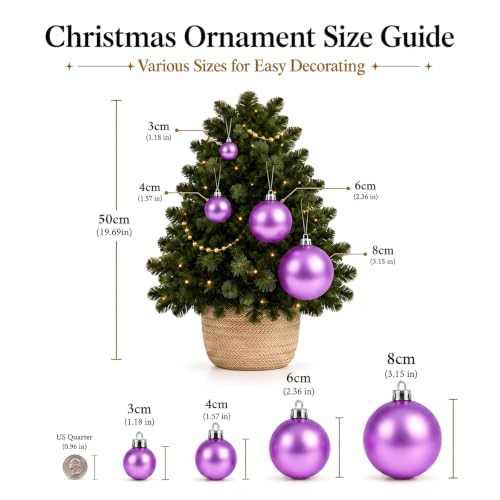 24ct Purple Christmas Ball Ornaments for Tree Decorations (24 Count)