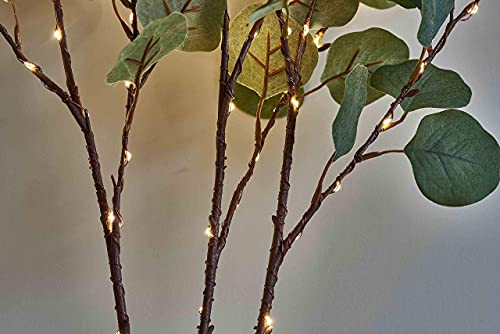 Lighted Eucalyptus Branches 24IN 36 LED with Timer Battery Operated Lit Artificial Greenery for Wedding Party Home Spring Decoration Indoor Outdoor (2 Foot)