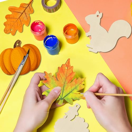 36PCS Wooden Fall Ornaments to Paint Thanksgiving Decorations (36 Count)