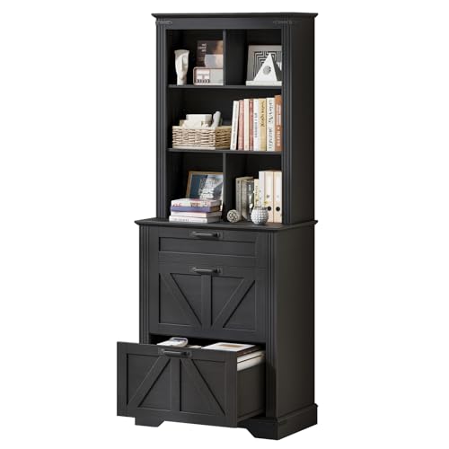 Farmhouse Bookshelf with 3 Large Drawers