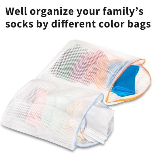 5Pcs Hanging Laundry Bags for Socks with S Hooks (5 Count)