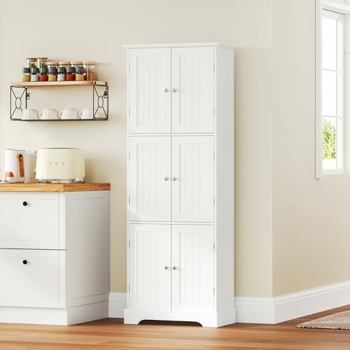 63.2" Tall Bathroom Storage Cabinet with 6 Doors
