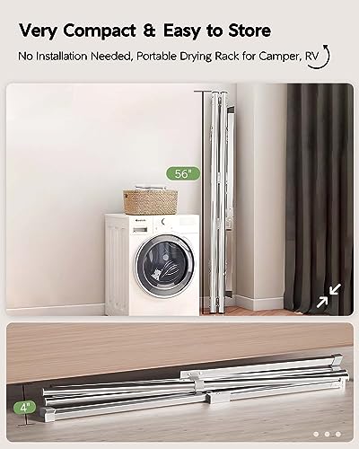 Clothes Drying Rack 63 Inches Folding Indoor Outdoor
