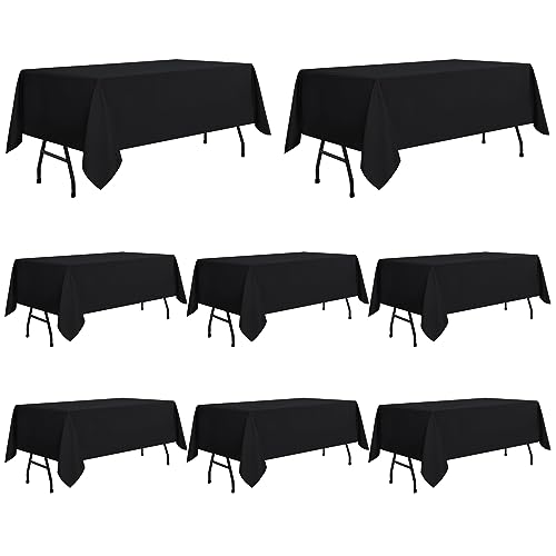 8 Pack Black Rectangle Tablecloth (8 Count)