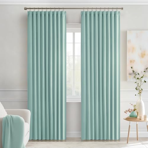 Aqua Back Tab Blackout Curtains 52x84 Inch Length 2 Panels Set (2 Count)