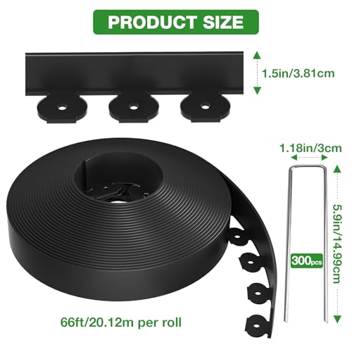 200ft 1.5in Tall Landscape Edging Kit with 300 Metal Spikes (200 Foot)