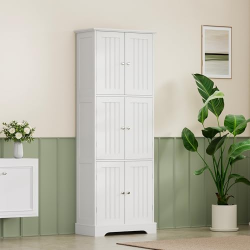 63.2" Tall Bathroom Storage Cabinet with 6 Doors