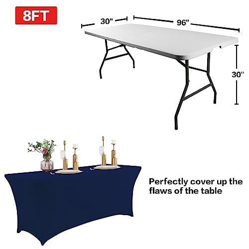 2 Pack 8FT Table Cloth for Rectangular Spandex Jean Blue Cover (2 Count)