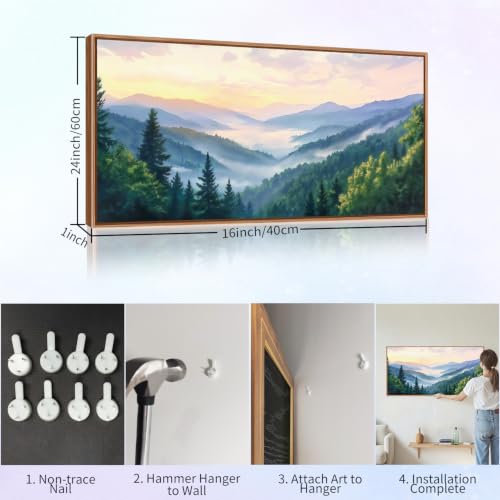 Boho Smoky Mountain Framed Canvas Wall Art