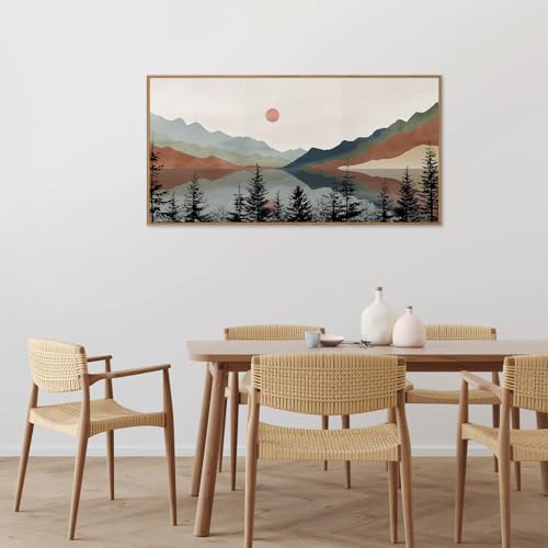 Boho Mountain Framed Canvas Wall Art Set