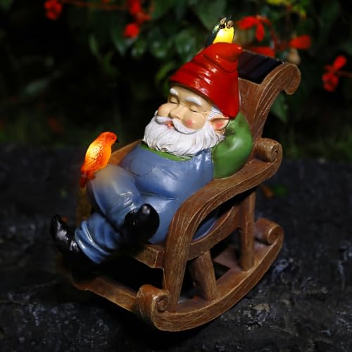 Solar Garden Gnome Statue Outdoor Decor
