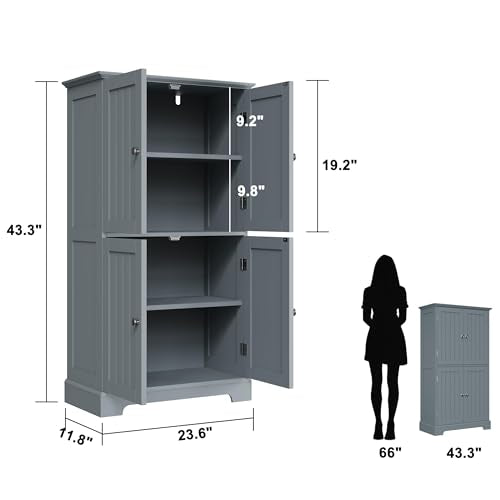 Bathroom Floor Cabinet with Adjustable Shelves