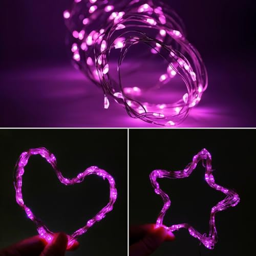 4 Pack Fairy Lights Battery Operated with Timer Valentines Day Lights Pink (4 Count)