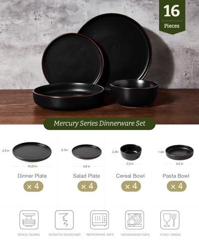 Mercury 16 Piece Dinnerware Set with Pasta Bowls