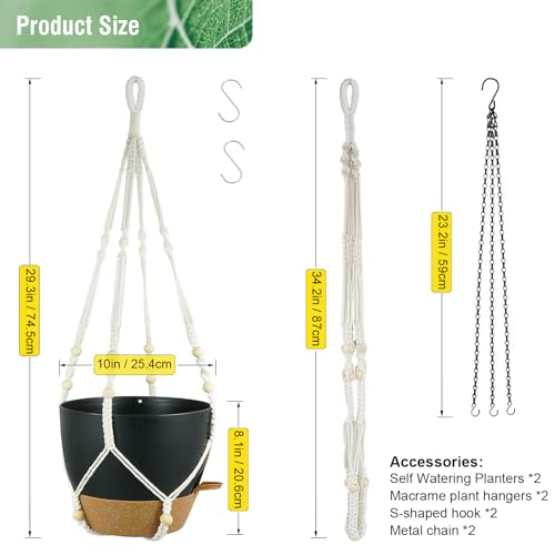 10 inch Self Watering Hanging Planters (2 Count)