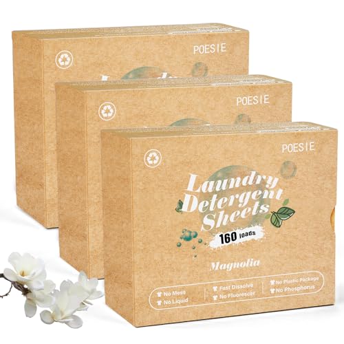 Laundry Detergent Sheets Magnolia Scent 3 Pack 480 Strips (480 Count)