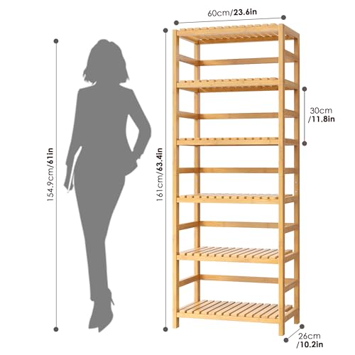 6 Tier Bamboo Shelf with Adjustable Shelves (6 Count)