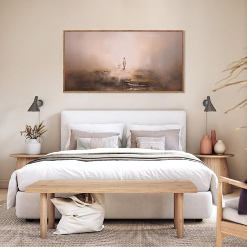 Jesus Good Shepherd Lost Sheep Framed Canvas Wall Art 40x20 Inch