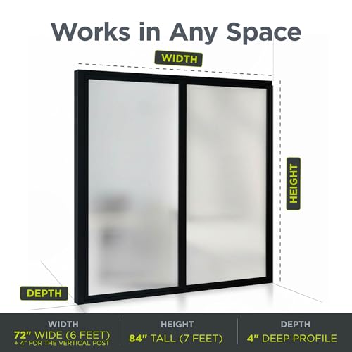 2 Panel Stationary Frosted Glass Partition Kit (2 Count)