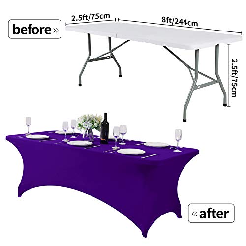 2Pack Spandex Table Cover for 8FT or 4ft or 6ft Table Universal Fitted Stretch Tablecloth for Party (2 Count)