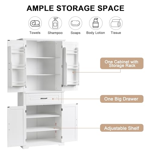 72.2" Tall Storage Cabinet with 4 Doors and Drawer