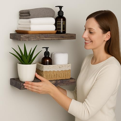 Wood Floating Shelves for Wall 12 inch Set of 2 (2 Count)