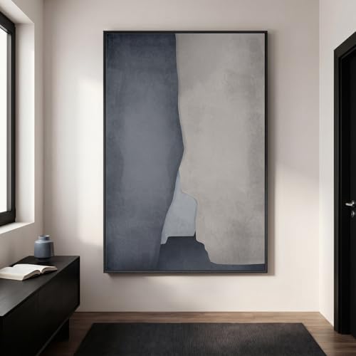 Extra Large Framed Blue Abstract Wall Art for Living Room