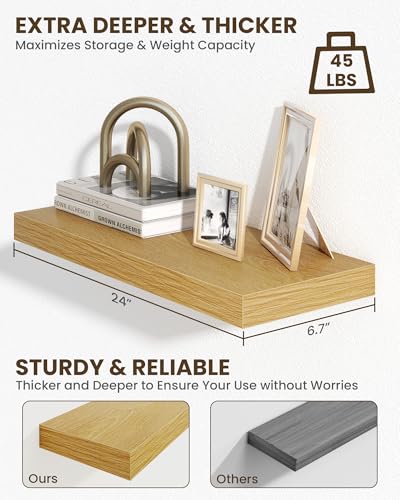 24" Floating Shelves for Wall (2 Count)