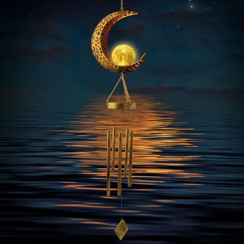 Moon Wind Chimes Solar Outdoor