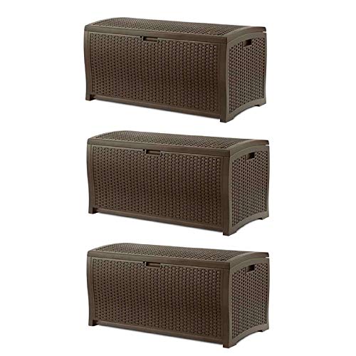 73 Gallon Waterproof Resin Wicker Outdoor Patio Storage Deck Box