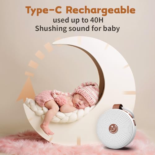 Portable Sound Machine Mini White Noise Machine Baby Shushing Brown Noise Machine with 30 Soothing Sounds for Kids Adults Dogs Auto