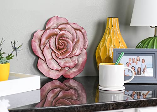NAT & Jules Rose Flower Shaped Dimensional Indoor Outdoor 12 inch Cast Resin Decorative Garden Stepping Stone