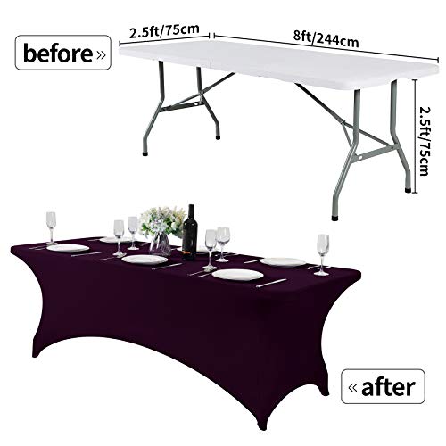 2Pack Spandex Table Cover for 8FT or 4ft or 6ft Table Universal Fitted Stretch Tablecloth for Party (2 Count)