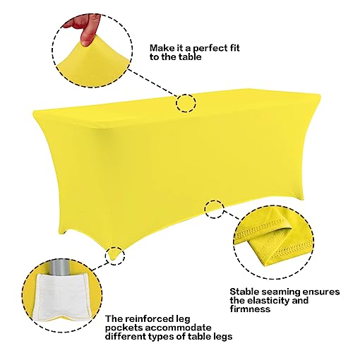2 Pack 6FT Table Cloth for Rectangular Spandex Yellow Table Cover (2 Count)