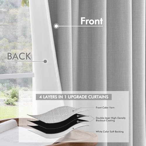 100% Blackout Back Tab Pleat Linen Curtains 50" Wx90 L (2 Count)