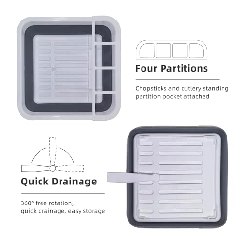 Collapsible Dish Drying Rack for RV Campers Portable Dinnerware Drainer Organizer for Kitchen Travel Trailer