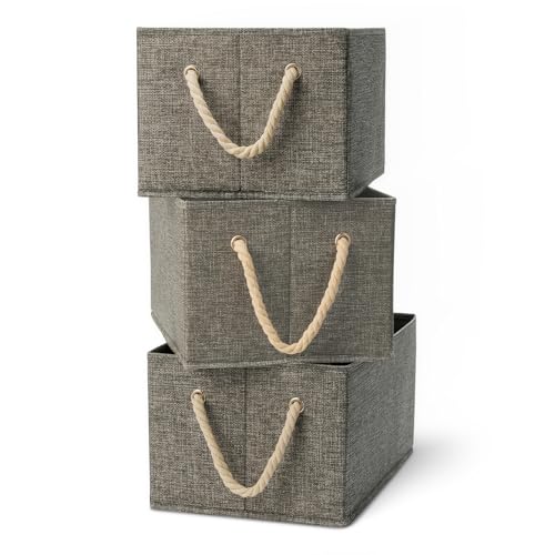 Foldable Storage Bins with Rope Handles (3 Count)