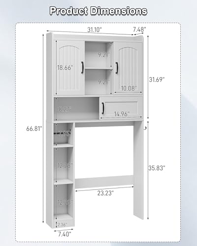 Over The Toilet Cabinet with 2 Barn Doors & Sliding Door