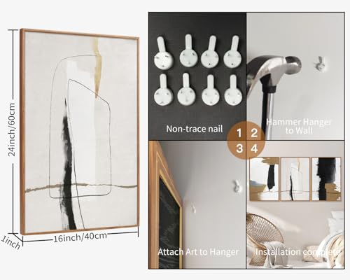 Black and White Abstract Framed Canvas Wall Art Set of 3