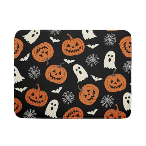 Halloween Dish Drying Mat for Kitchen Counter Ghost Pumpkin Spiderweb Festival Super Absorbent Reversible Microfiber Kitchen Countertop Protector Dishes Pad Large 18x24 inch