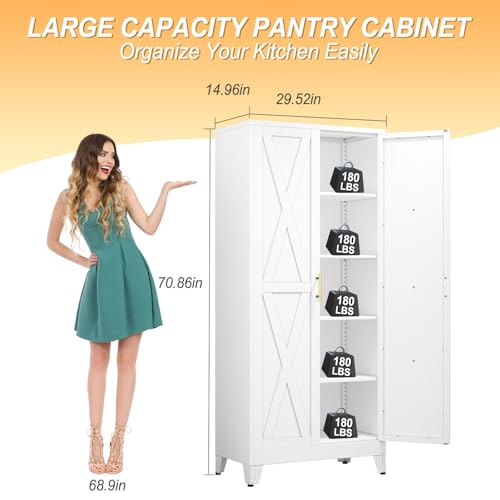71" H Metal Kitchen Pantry Storage Cabinet