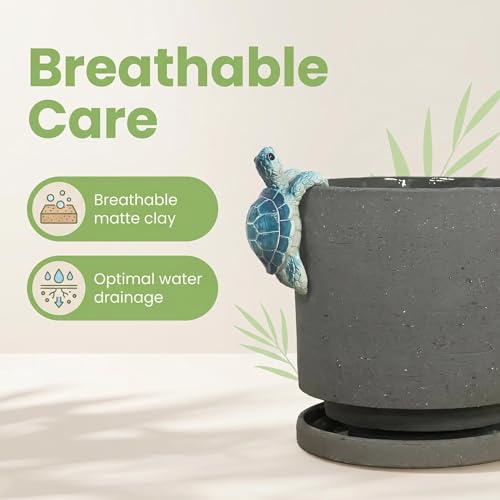 Ceramic Plant Pot with Cute Resin Figure for Idoor Plants