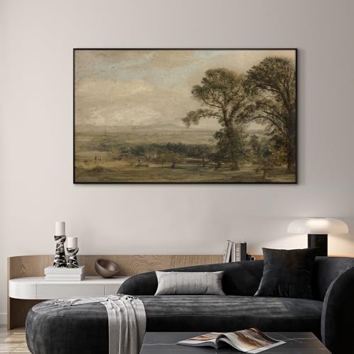 30"x60" Extra Large Framed Wall Art Vintage Landscape with Trees and Distant Horizon for Home Living Room Bedroom Decor