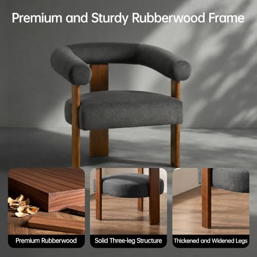 Barrel Accent Chairs Set of 2 with Armrests and Walnut Wood Legs (2 Count)