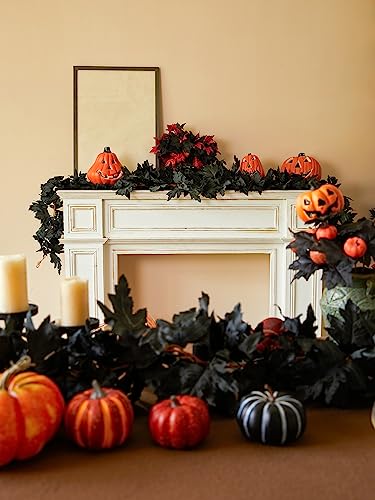 Black Artificial Maple Leaf Garland