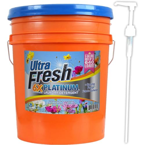 6X Platinum Laundry Detergent with Spring Fresh Fabric Softener (640 Fl Oz)
